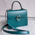 Cartier Top Handle Bag Green Calf Leather with Light Gold Hardware #RLKC-1