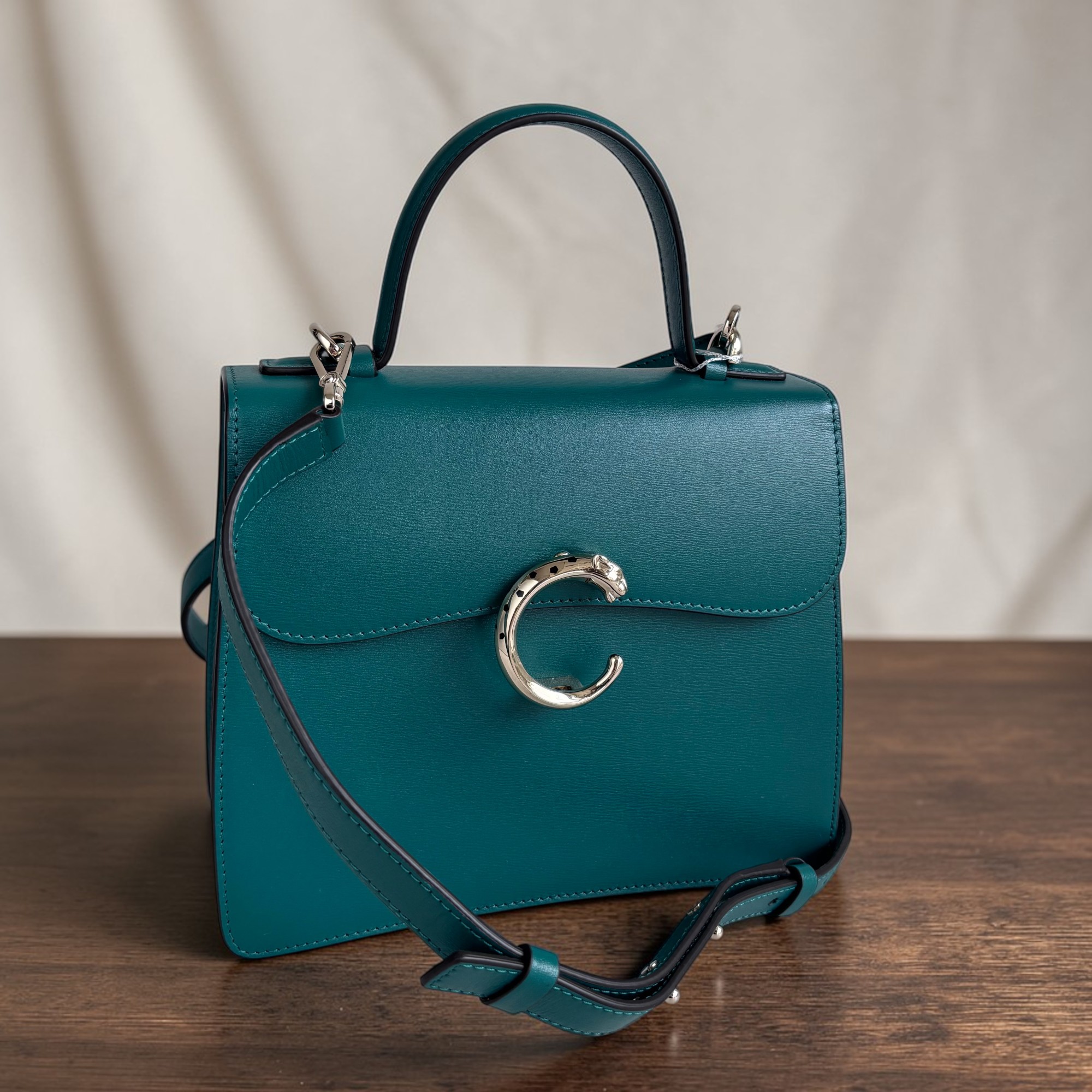 Cartier Top Handle Bag Green Calf Leather with Light Gold Hardware #RLKC-1 Cartier Top Handle Bag Green Calf Leather with Light Gold Hardware #RLKC-1