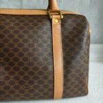 Celine Vintage Macadam Boston Bag Brown Coated Canvas with Leather and Gold Hardware #RLOK-2 - Image 6