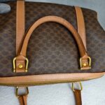 Celine Vintage Macadam Boston Bag Brown Coated Canvas with Leather and Gold Hardware #RLOK-2 - Image 21