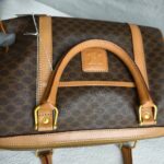 Celine Vintage Macadam Boston Bag Brown Coated Canvas with Leather and Gold Hardware #RLOK-2 - Image 22