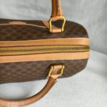 Celine Vintage Macadam Boston Bag Brown Coated Canvas with Leather and Gold Hardware #RLOK-2 - Image 10