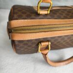 Celine Vintage Macadam Boston Bag Brown Coated Canvas with Leather and Gold Hardware #RLOK-2 - Image 9