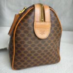 Celine Vintage Macadam Boston Bag Brown Coated Canvas with Leather and Gold Hardware #RLOK-2 - Image 8