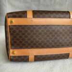 Celine Vintage Macadam Boston Bag Brown Coated Canvas with Leather and Gold Hardware #RLOK-2 - Image 11