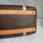 Celine Vintage Macadam Boston Bag Brown Coated Canvas with Leather and Gold Hardware #RLOK-2 - Image 12