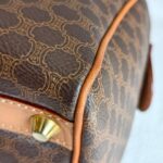 Celine Vintage Macadam Boston Bag Brown Coated Canvas with Leather and Gold Hardware #RLOK-2 - Image 16