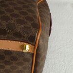 Celine Vintage Macadam Boston Bag Brown Coated Canvas with Leather and Gold Hardware #RLOK-2 - Image 14