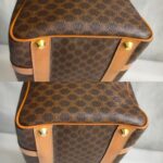 Celine Vintage Macadam Boston Bag Brown Coated Canvas with Leather and Gold Hardware #RLOK-2 - Image 17