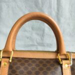 Celine Vintage Macadam Boston Bag Brown Coated Canvas with Leather and Gold Hardware #RLOK-2 - Image 19