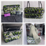 Chanel Medium Double Flap Bag Green/black/silver Sequine with Silver Hardware #RLKC-3 - Image 2