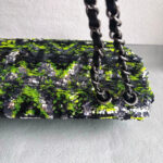 Chanel Medium Double Flap Bag Green/black/silver Sequine with Silver Hardware #RLKC-3 - Image 16