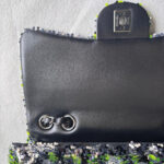 Chanel Medium Double Flap Bag Green/black/silver Sequine with Silver Hardware #RLKC-3 - Image 26