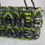 Chanel Medium Double Flap Bag Green/black/silver Sequine with Silver Hardware #RLKC-3 - Image 8