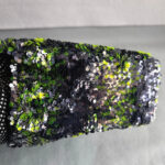 Chanel Medium Double Flap Bag Green/black/silver Sequine with Silver Hardware #RLKC-3 - Image 12