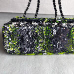 Chanel Medium Double Flap Bag Green/black/silver Sequine with Silver Hardware #RLKC-3 - Image 13