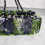 Chanel Medium Double Flap Bag Green/black/silver Sequine with Silver Hardware #RLKC-3 - Image 14