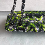 Chanel Medium Double Flap Bag Green/black/silver Sequine with Silver Hardware #RLKC-3 - Image 15