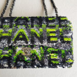 Chanel Medium Double Flap Bag Green/black/silver Sequine with Silver Hardware #RLKC-3 - Image 4