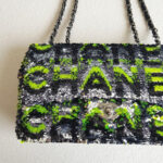 Chanel Medium Double Flap Bag Green/black/silver Sequine with Silver Hardware #RLKC-3 - Image 3
