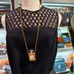 Chanel Perfume No 5 Gold Metal Necklace #RLCR-7 - Image 10