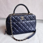 Chanel Trendy CC Bowling Bag Dark Blue Lamsbkin with Gold Hardware #RLKK-3