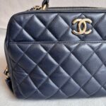 Chanel Trendy CC Bowling Bag Dark Blue Lamsbkin with Gold Hardware #RLKK-3 - Image 4