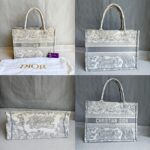 Dior Medium Book Tote Ecru and Gray Toile De Jouy Embroidery Bag #RLRE-1 - Image 2