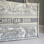 Dior Medium Book Tote Ecru and Gray Toile De Jouy Embroidery Bag #RLRE-1 - Image 4