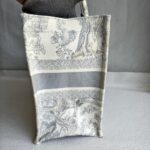 Dior Medium Book Tote Ecru and Gray Toile De Jouy Embroidery Bag #RLRE-1 - Image 8
