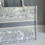 Dior Medium Book Tote Ecru and Gray Toile De Jouy Embroidery Bag #RLRE-1 - Image 6