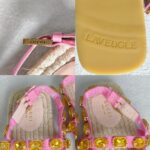 Gucci Size 37.5 Sandals Brown Canvas/Crystal/Rafia Satin Shoes #RLOC-2 - Image 8