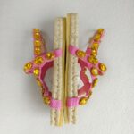 Gucci Size 37.5 Sandals Brown Canvas/Crystal/Rafia Satin Shoes #RLOC-2 - Image 4