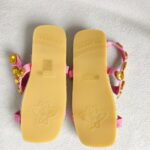 Gucci Size 37.5 Sandals Brown Canvas/Crystal/Rafia Satin Shoes #RLOC-2 - Image 6