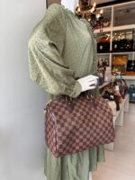 LV Speedy Bandouliere 30CM Damier Ebene Coated Canvas with Leather And Gold Hardware #RLKT-1 - Image 32