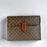LV Vintage Clutch Brown Monogram Coated Canvas with Leather and Gold Hardware #RLYT-1