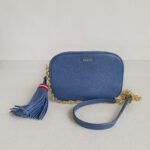 Bally Crossbody Bag Blue Leather with Gold Hardware #RUUK-4