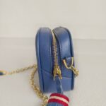 Bally Crossbody Bag Blue Leather with Gold Hardware #RUUK-4 - Image 4