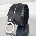 Bvlgari Belt Size 65cm Black Saffiano Leather with Silver Hardware #RLOE-12