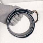 Bvlgari Belt Size 65cm Black Saffiano Leather with Silver Hardware #RLOE-12 - Image 5