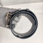 Bvlgari Belt Size 65cm Black Saffiano Leather with Silver Hardware #RLOE-12 - Image 6