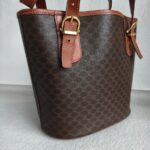 Celine Vintage Tote Bag Brown Coated Canvas with Leather and Gold Hardware #RUUK-5 - Image 5