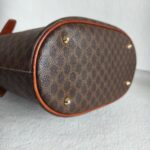 Celine Vintage Tote Bag Brown Coated Canvas with Leather and Gold Hardware #RUUK-5 - Image 9