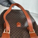 Celine Vintage Tote Bag Brown Coated Canvas with Leather and Gold Hardware #RUUK-5 - Image 15