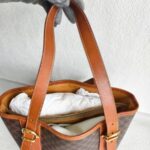 Celine Vintage Tote Bag Brown Coated Canvas with Leather and Gold Hardware #RUUK-5 - Image 14