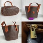 Celine Vintage Tote Bag Brown Coated Canvas with Leather and Gold Hardware #RUUK-5 - Image 2