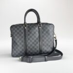 LV Porte-Documents Voyage PM Black/Grey Damier Graphite Coated Canvas/Leather and Silver Hardware #RUER-1