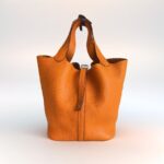 Hermes Picotin 22 Lock Orange Clemence Leather with Palladium Harware #RUUS-4