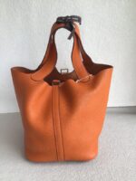 Hermes Picotin 22 Lock Orange Clemence Leather with Palladium Harware #RUUS-4 - Image 5