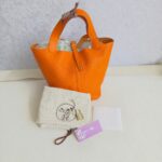 Hermes Picotin 22 Lock Orange Clemence Leather with Palladium Harware #RUUS-4 - Image 2